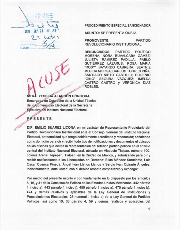 Denuncia del PRI ante el INE