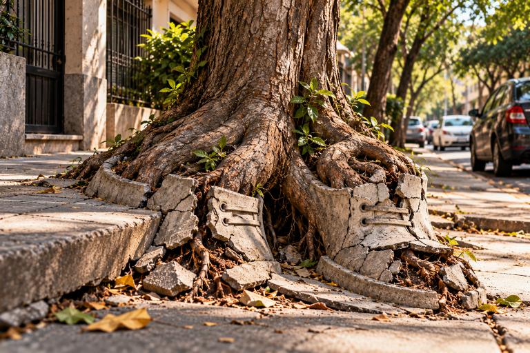 El árbol que rompe la banqueta