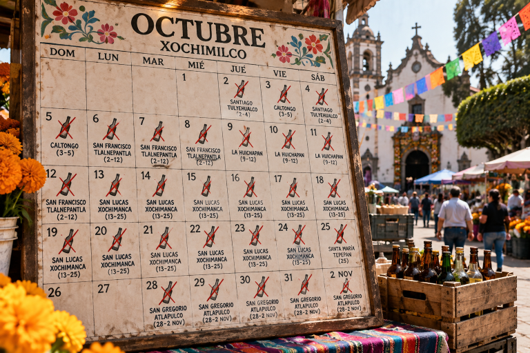 Calendario de Ley Seca en Xochimilco